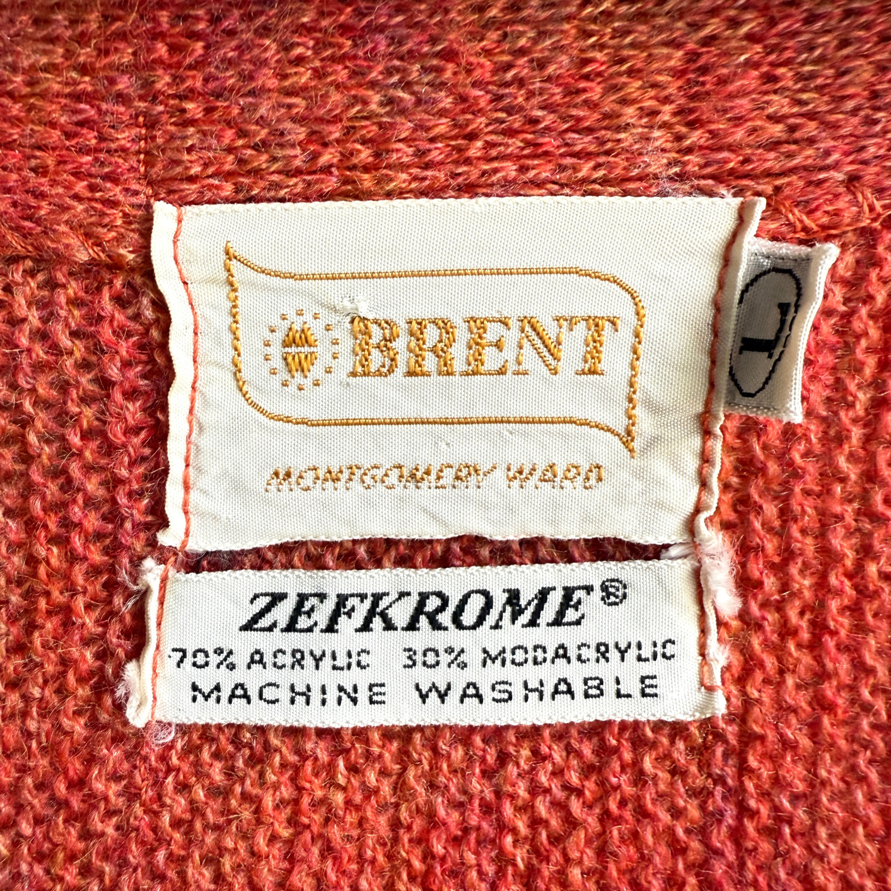 1960s Orange Zefkrome Acrylic Knit Cardigan  - Shop ThreadCount Vintage Co.