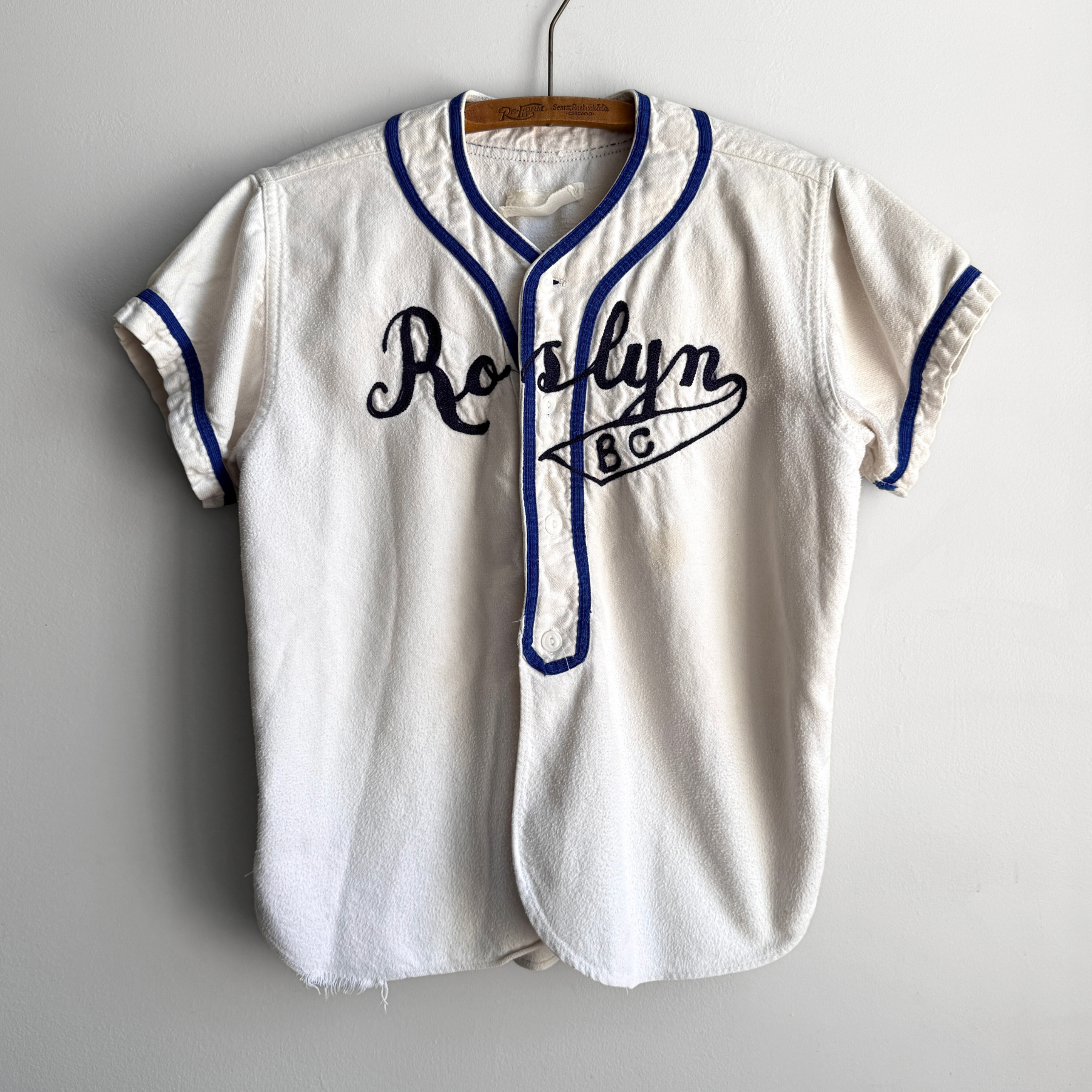 1940s Roslyn BC Chain Stitch Baseball Jersey  - Shop THREADCOUNT Vintage Co.