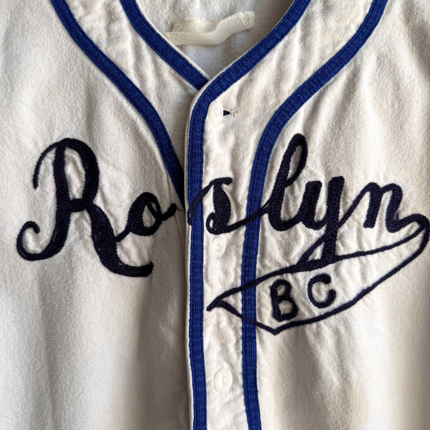 1940s Roslyn BC Chain Stitch Baseball Jersey  - Shop THREADCOUNT Vintage Co.