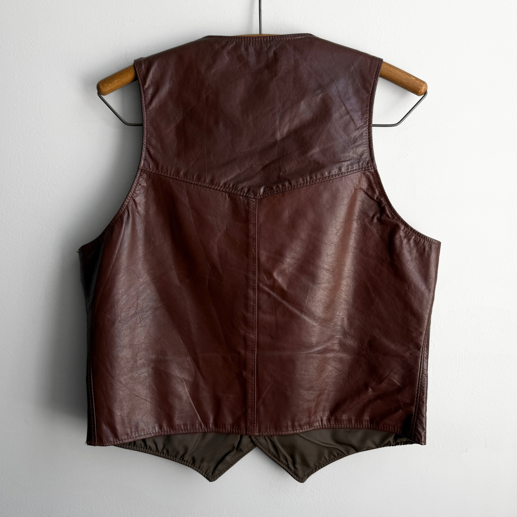 1970s The Leather Shop Brown Genuine Leather Vest  - Shop ThreadCount Vintage Co.
