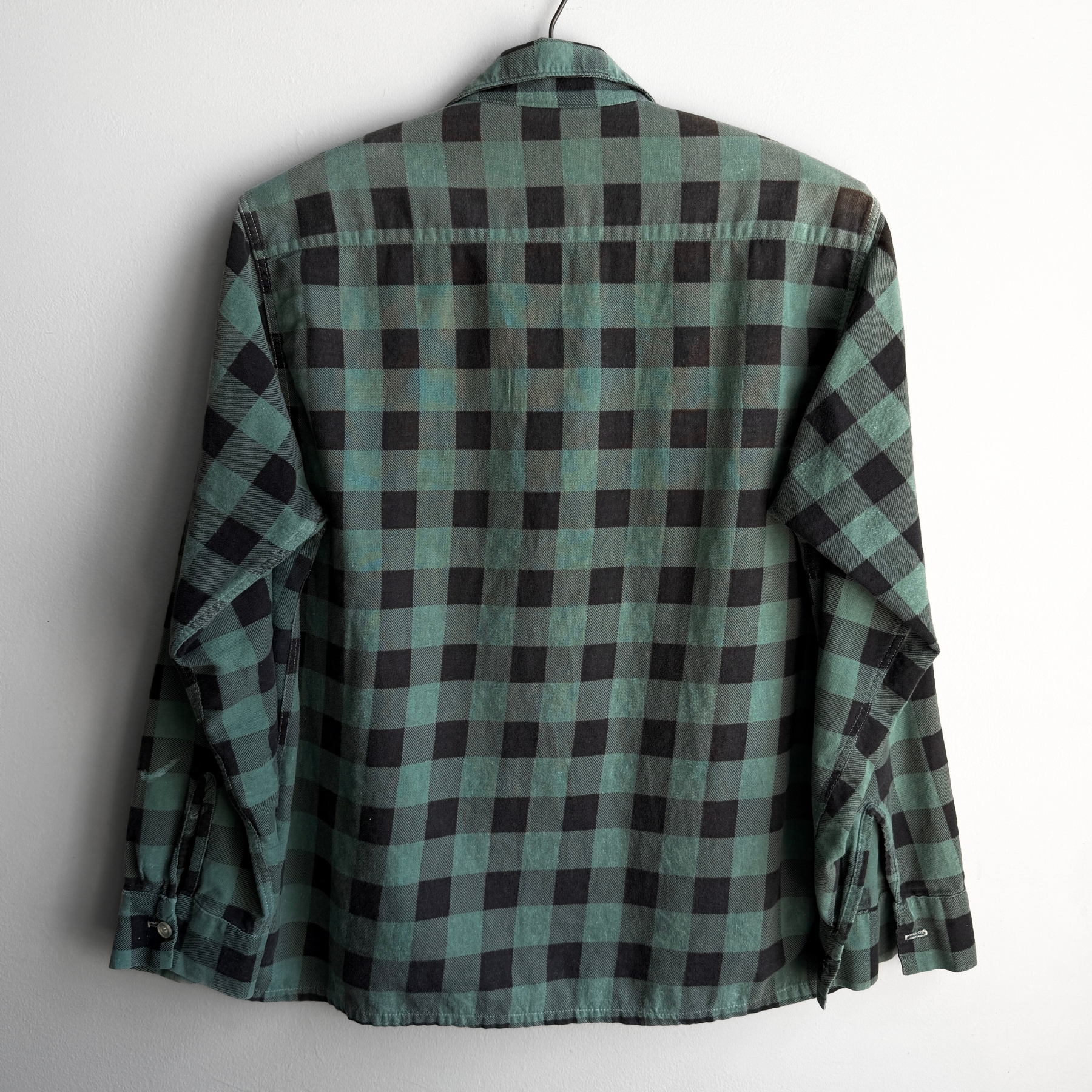 1960s Green & Black Plaid Loop Collar Cotton Shirt  - Shop THREADCOUNT Vintage Co.