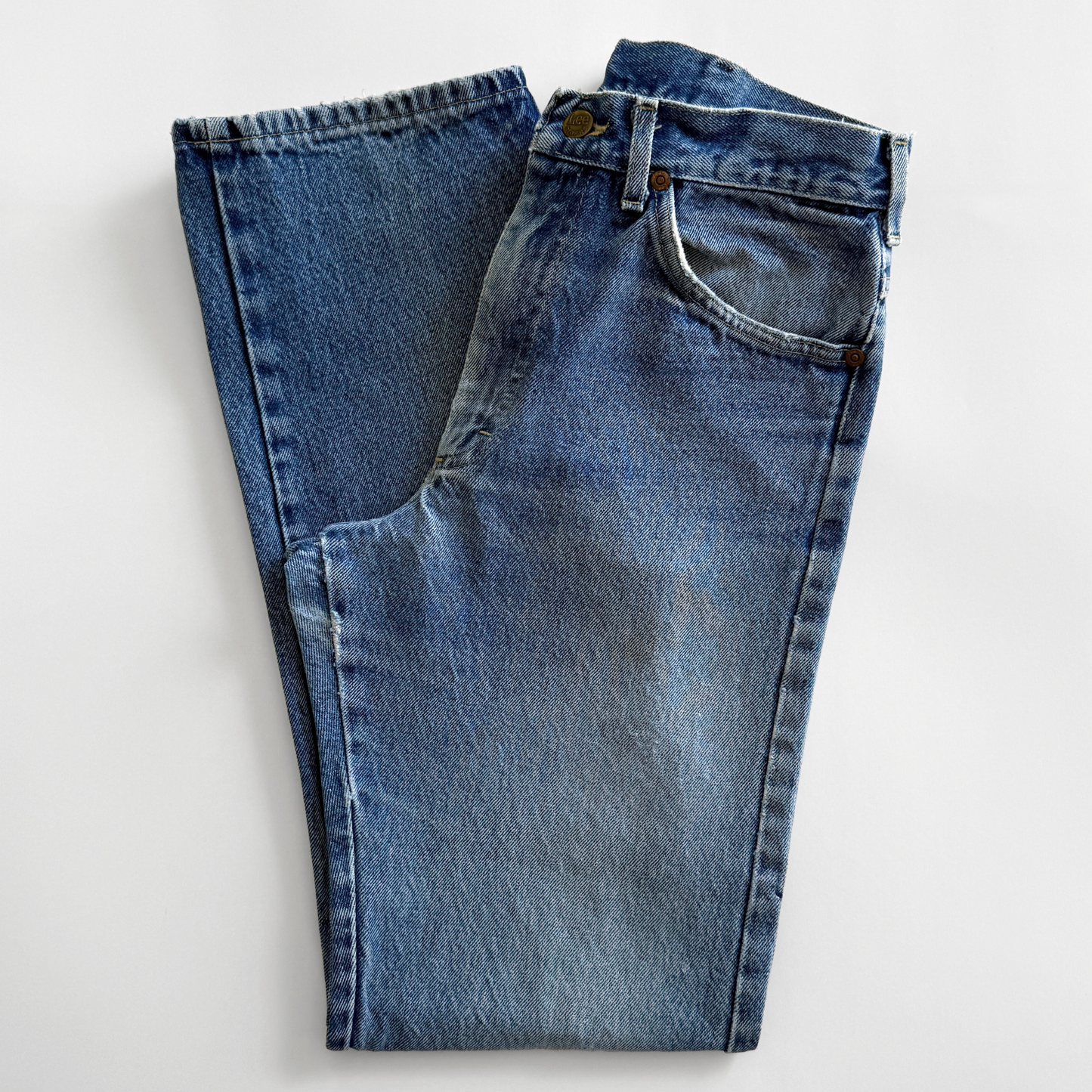 1980s Lee Riders Distressed Straight Fit Denim Jeans - Shop ThreadCount Vintage Co.