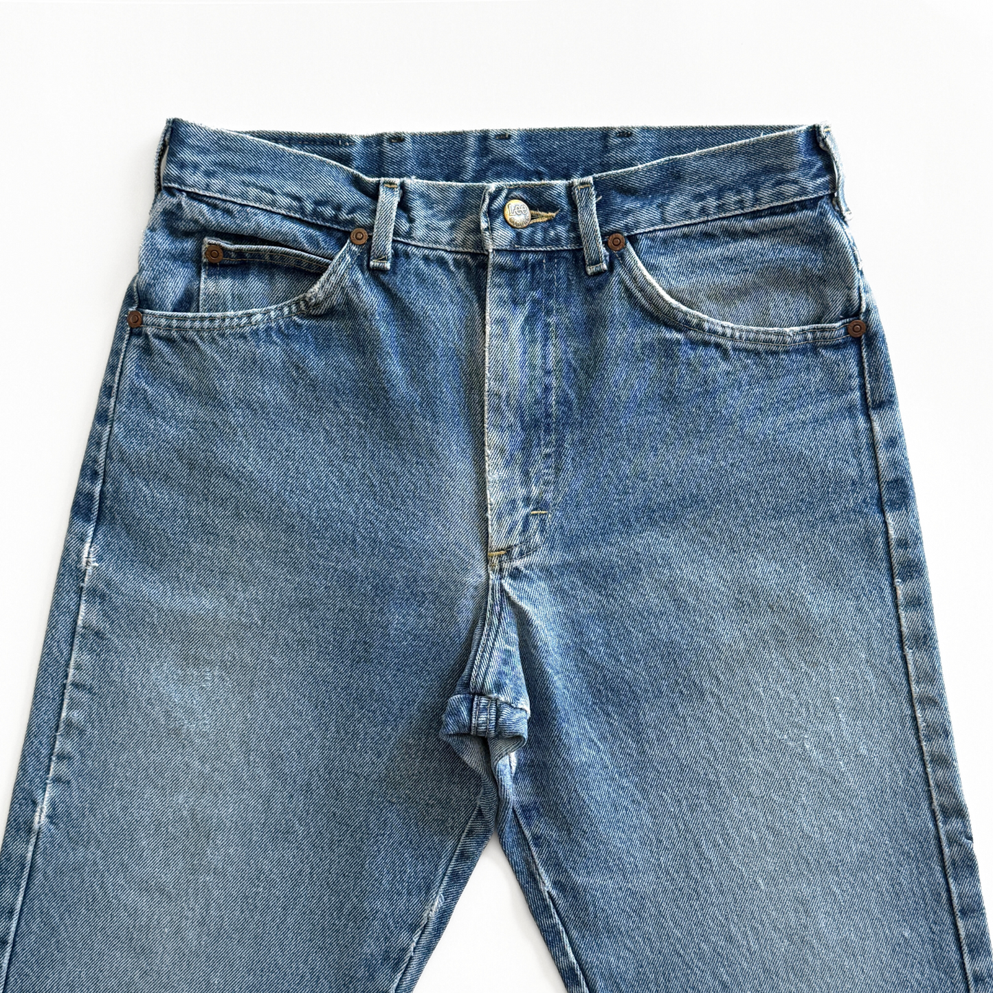 1980s Lee Riders Distressed Straight Fit Denim Jeans - Shop ThreadCount Vintage Co.