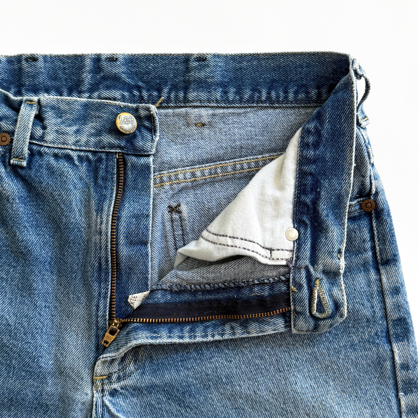 1980s Lee Riders Distressed Straight Fit Denim Jeans - Shop ThreadCount Vintage Co.