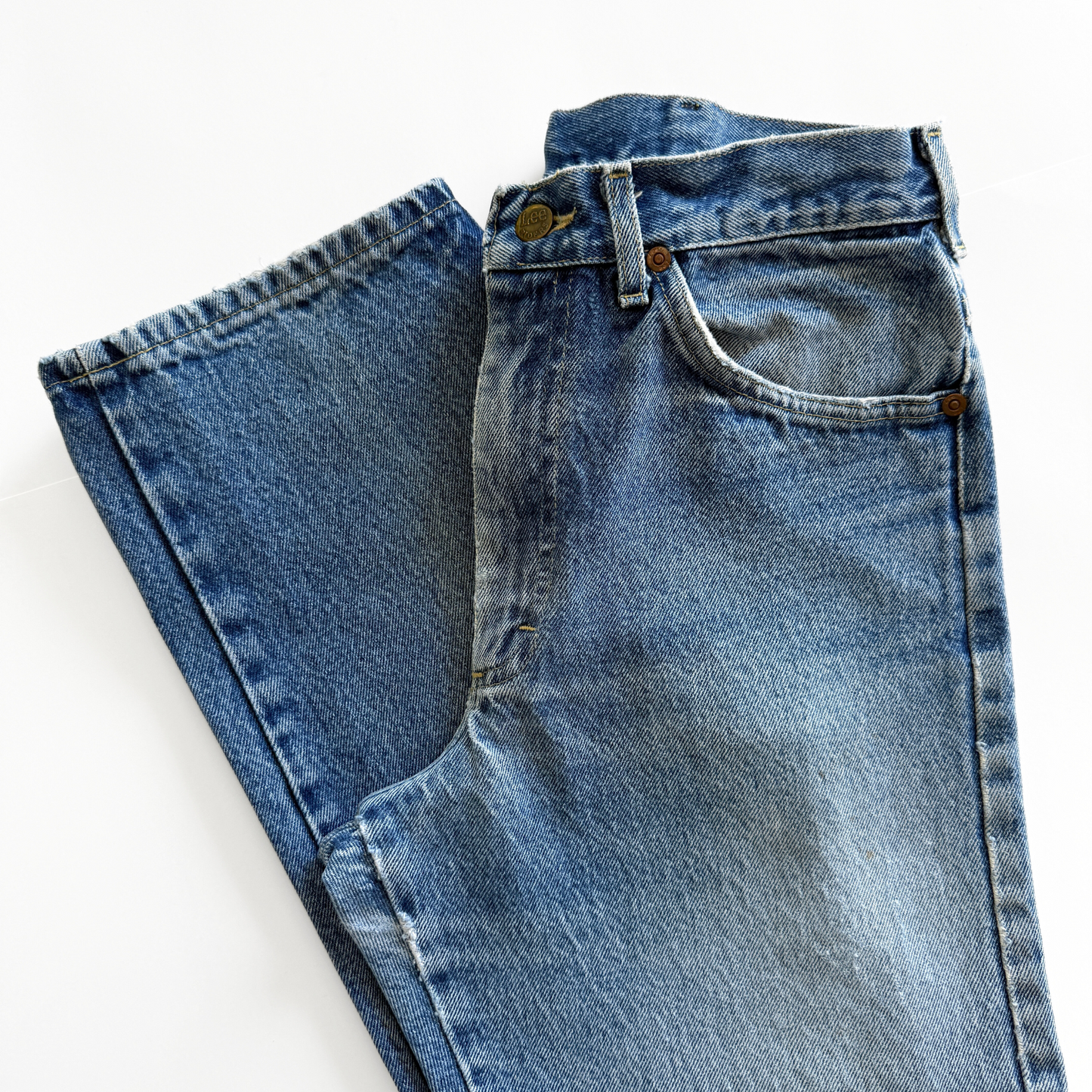 1980s Lee Riders Distressed Straight Fit Denim Jeans - Shop ThreadCount Vintage Co.