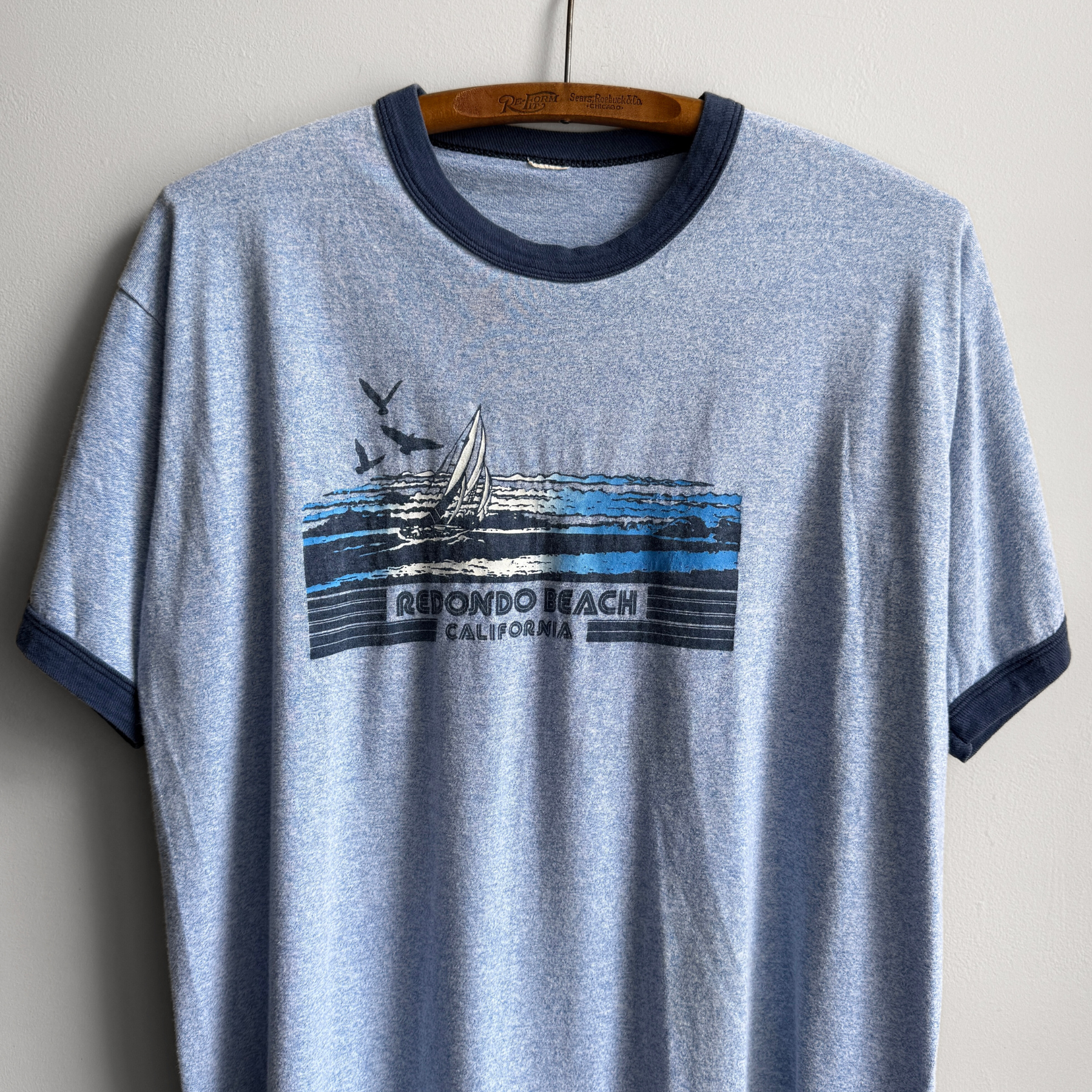 1980s Redondo Beach California Ringer Tee  - Shop THREADCOUNT Vintage Co.