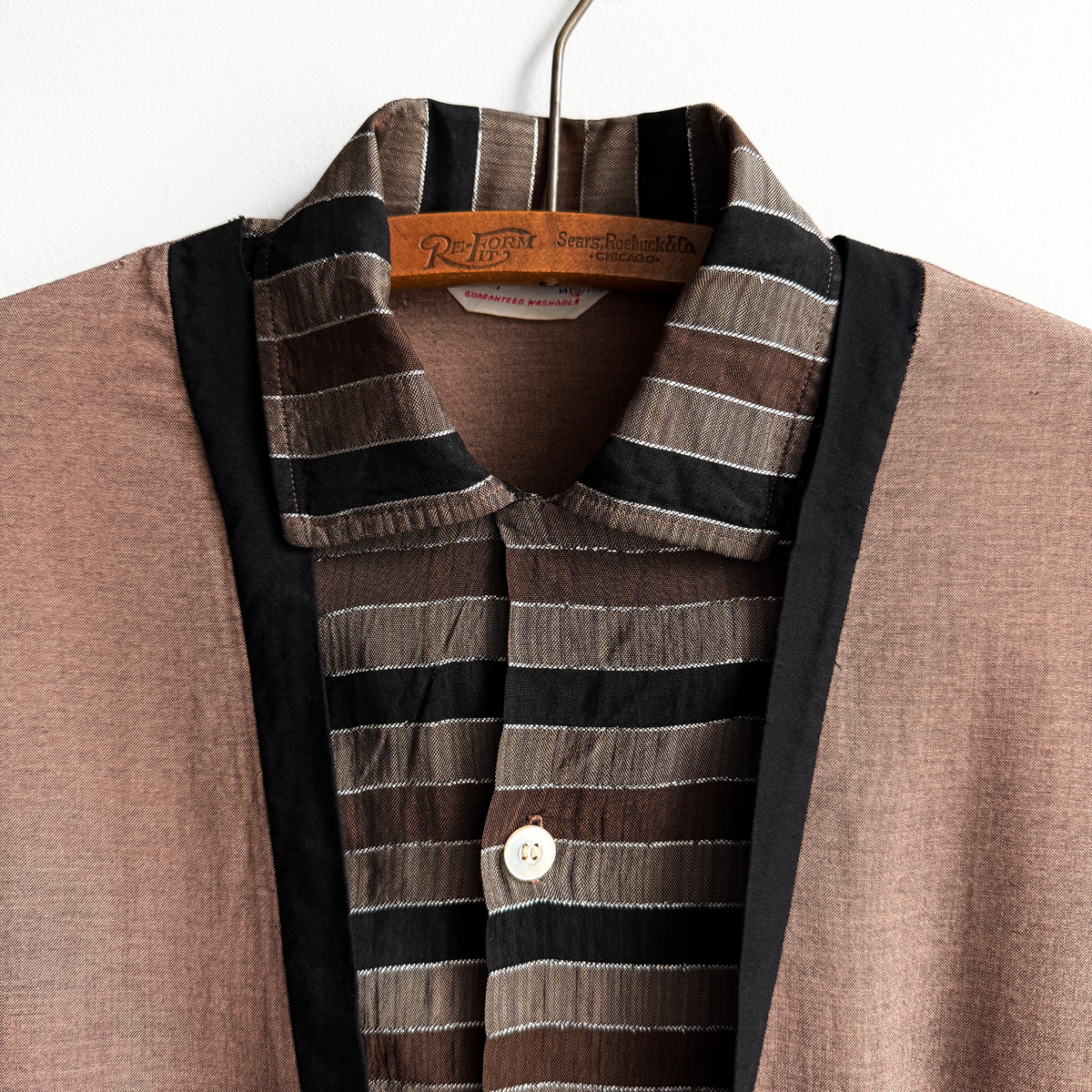 1950s Brown & Black Split Front Rayon Shirt - Shop THREADCOUNT Vintage Co.