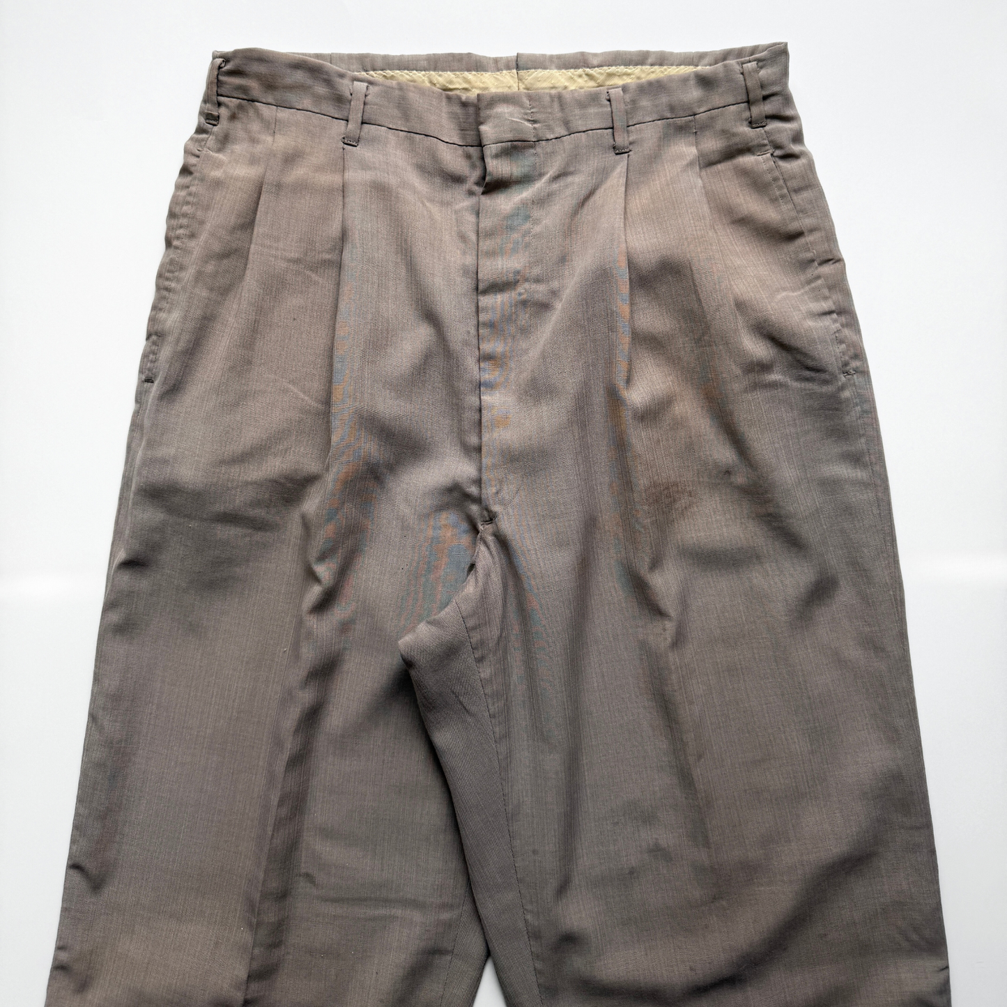 1950s Grey Rayon Drop Loop Dress Pants (32)