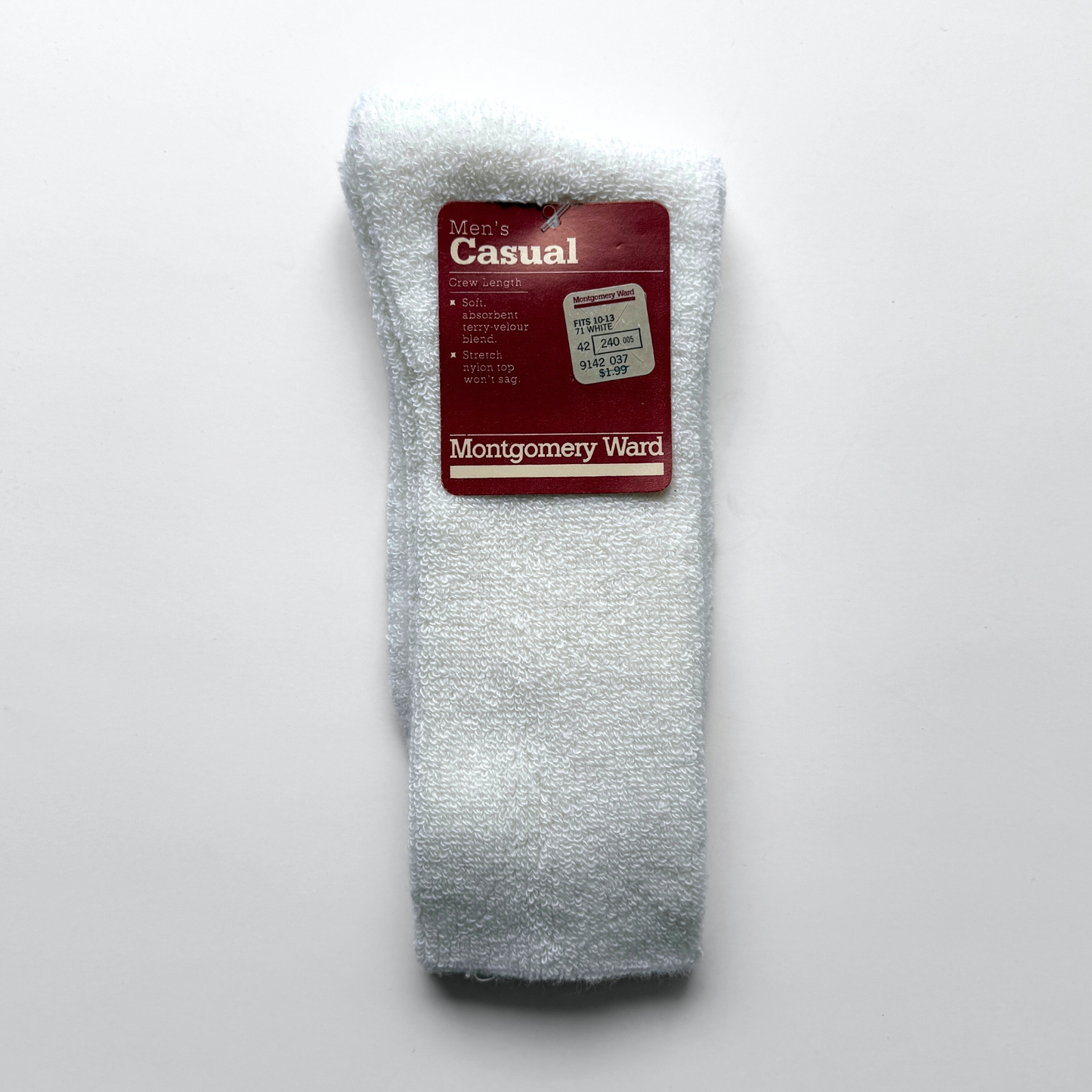 1980s White Terry Velour Crew Socks