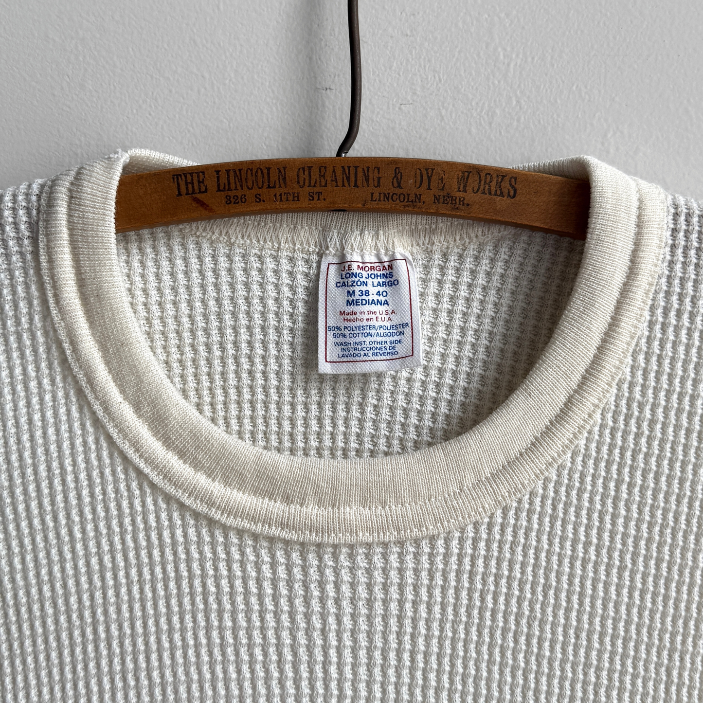 1980s White Waffle Knit Thermal Long Sleeve