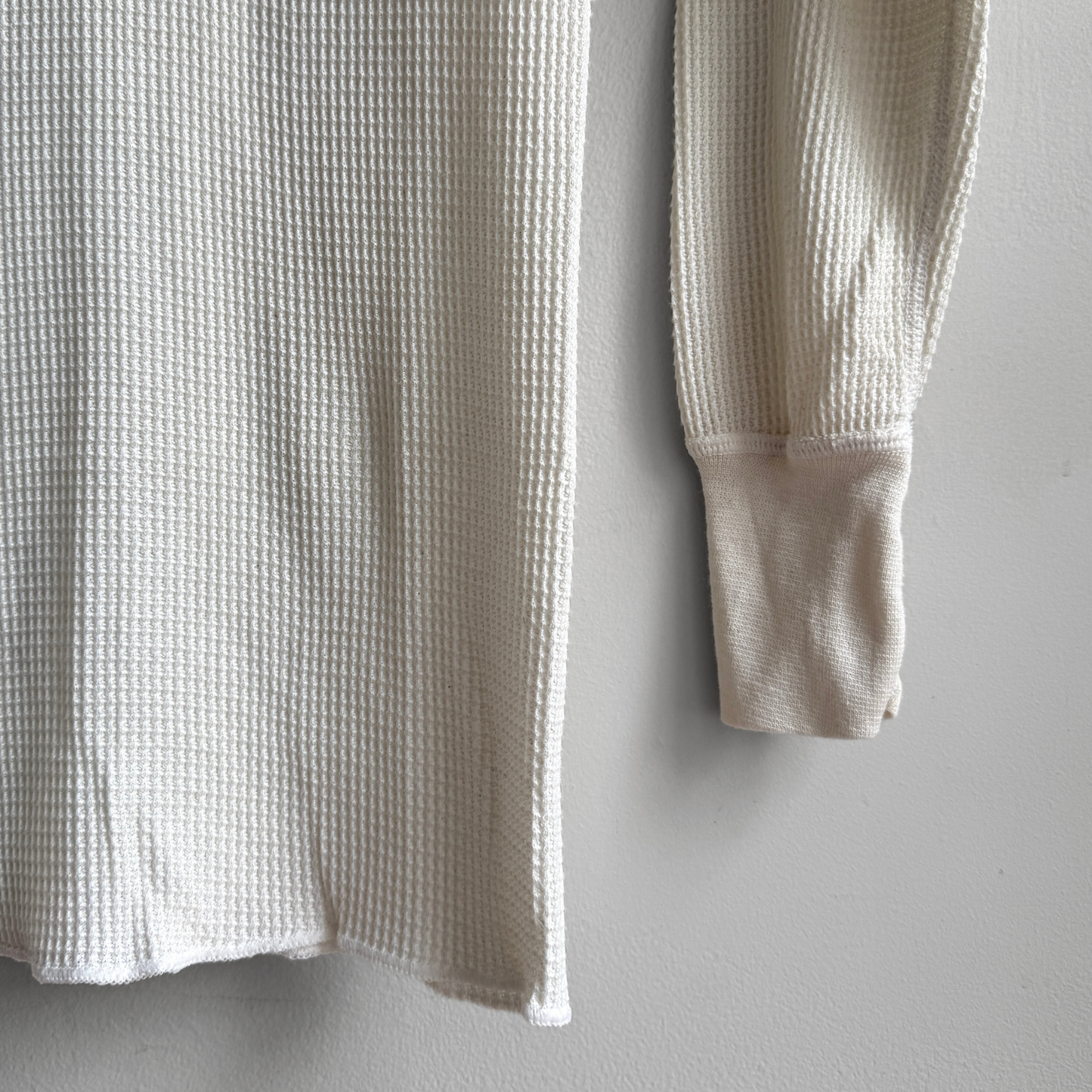1980s White Waffle Knit Thermal Long Sleeve