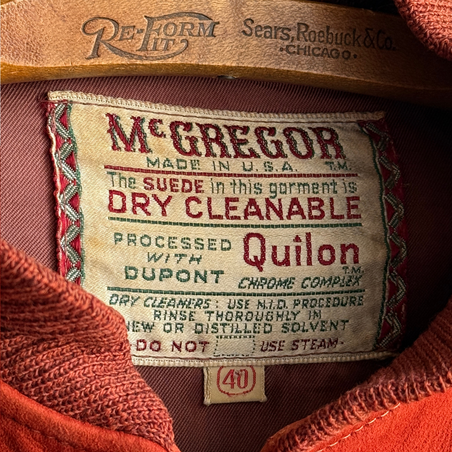 1950s Orange Quilon Suede Leather Jacket