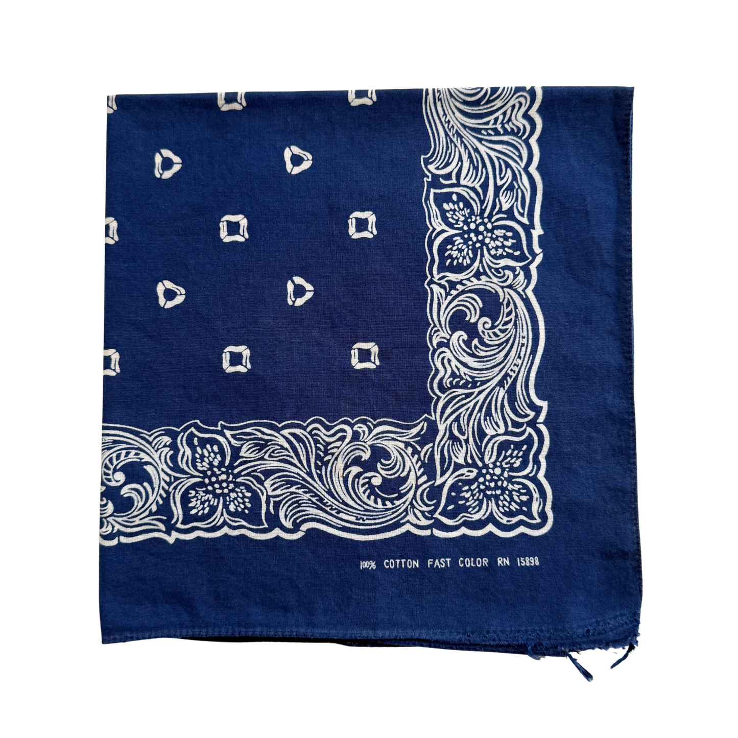 1960s Blue Paisley Print Cotton Bandana