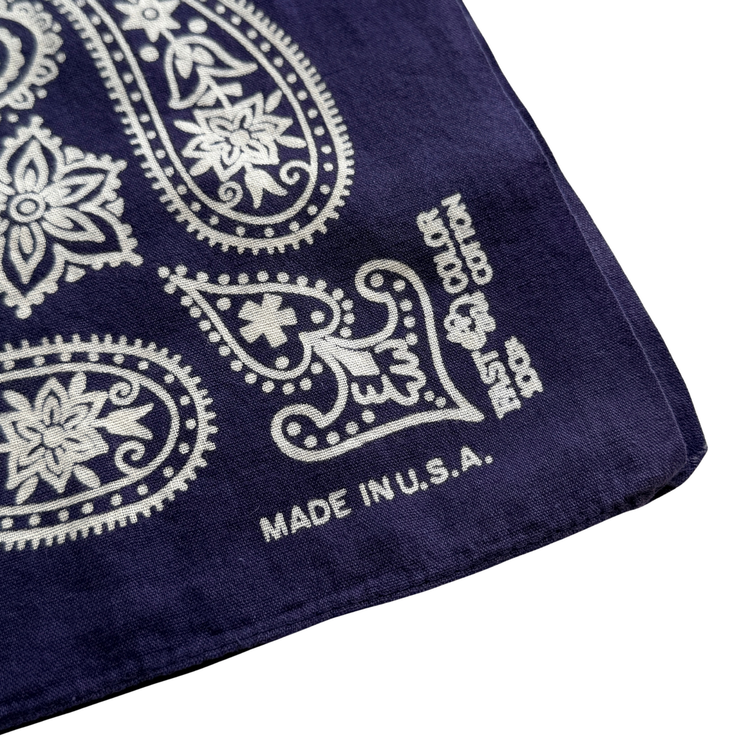 1960s Navy Blue Paisley Print Cotton Bandana