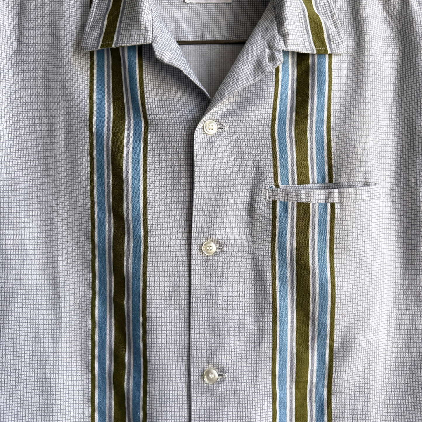 1960s Blue & Green Striped Shirt Jac