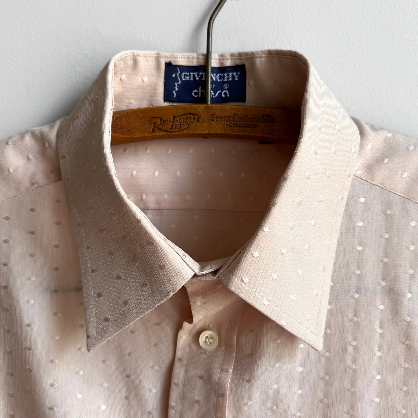 1970s Light Orange Monogram Dot Print Shirt