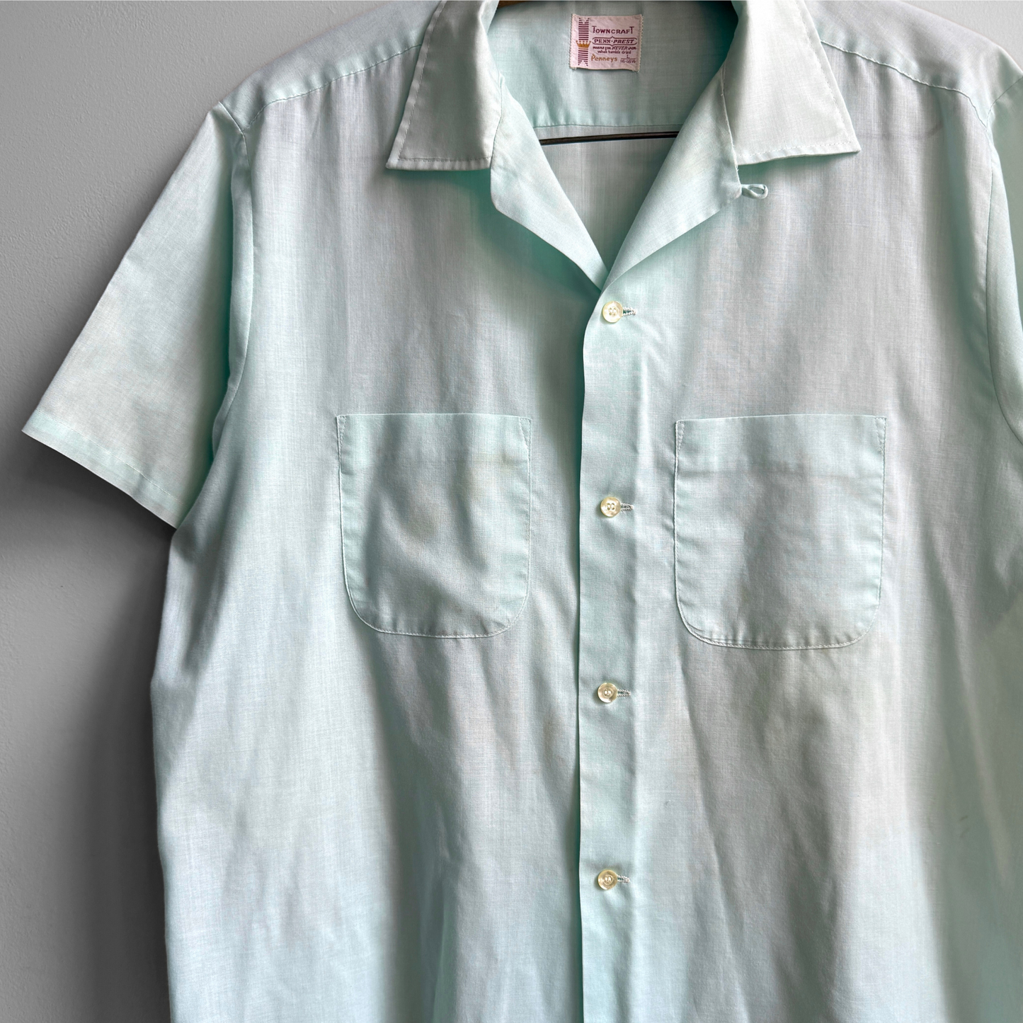 1960s Seafoam Green Loop Collar Shirt