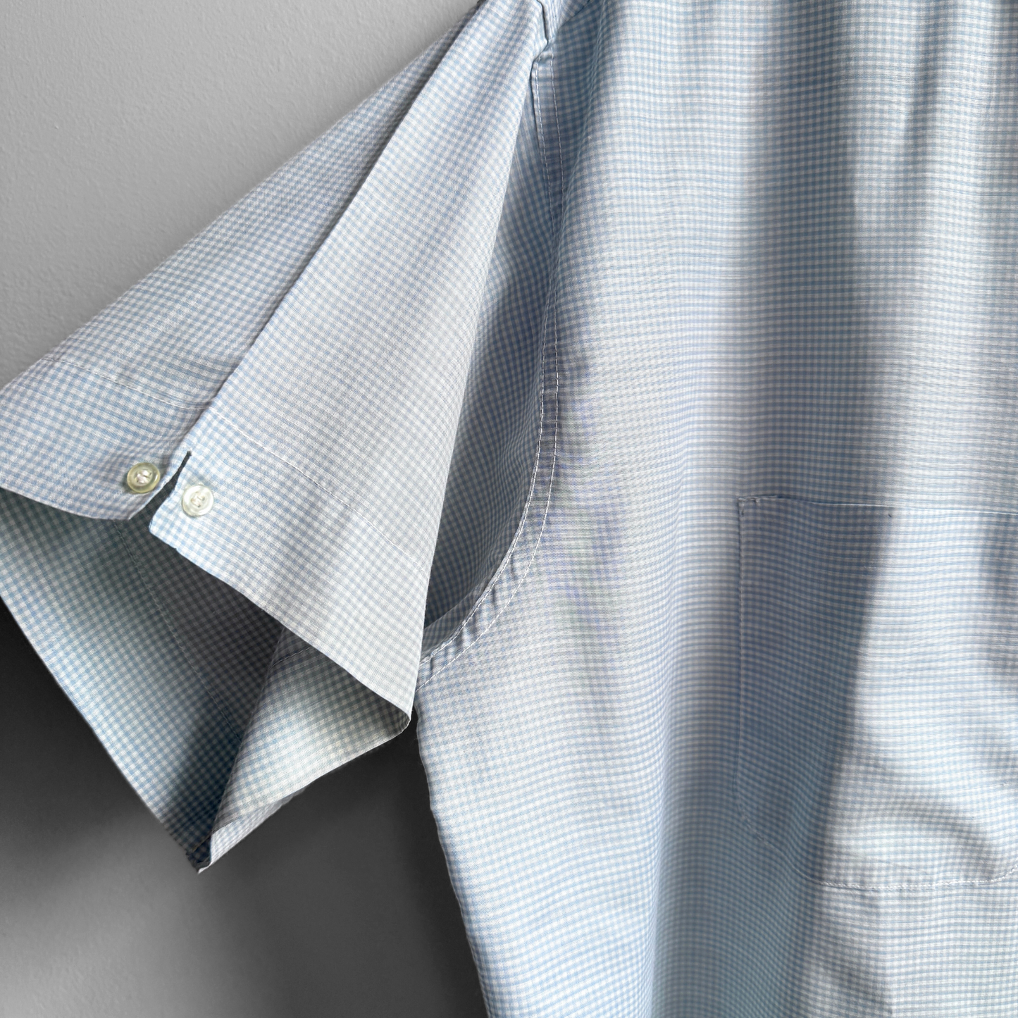 1960s Light Blue Check Print Shirt
