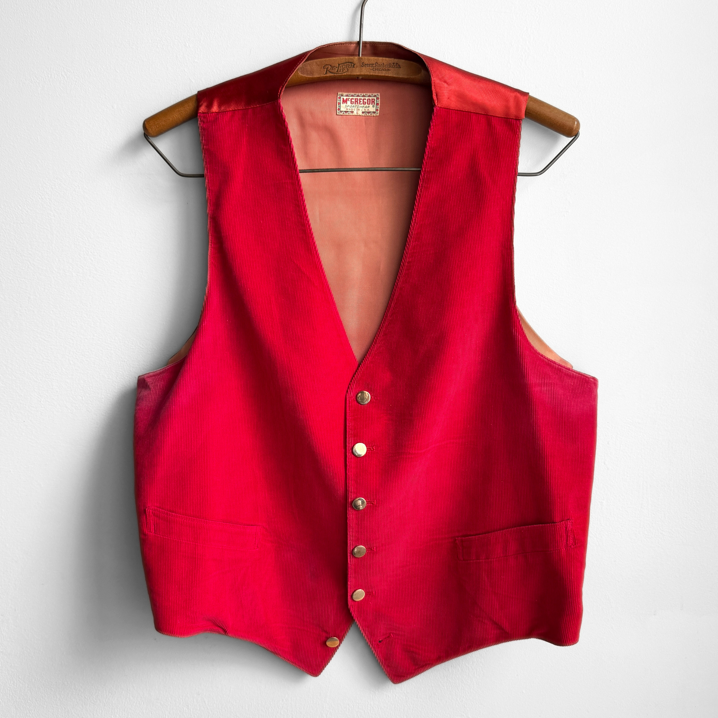 1950s Red Corduroy Vest Waistcoat