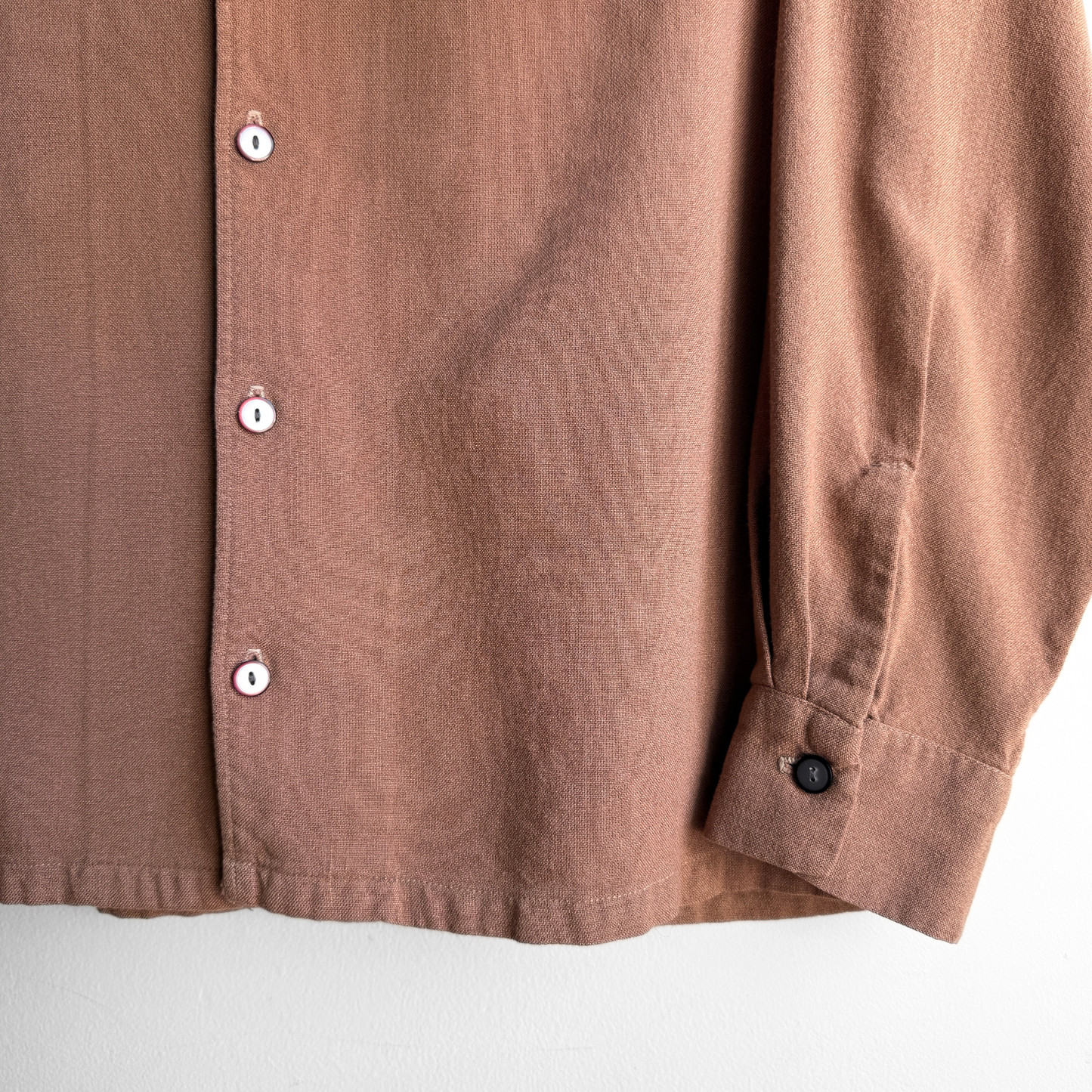 1960s Brown Rayon Loop Collar Shirt