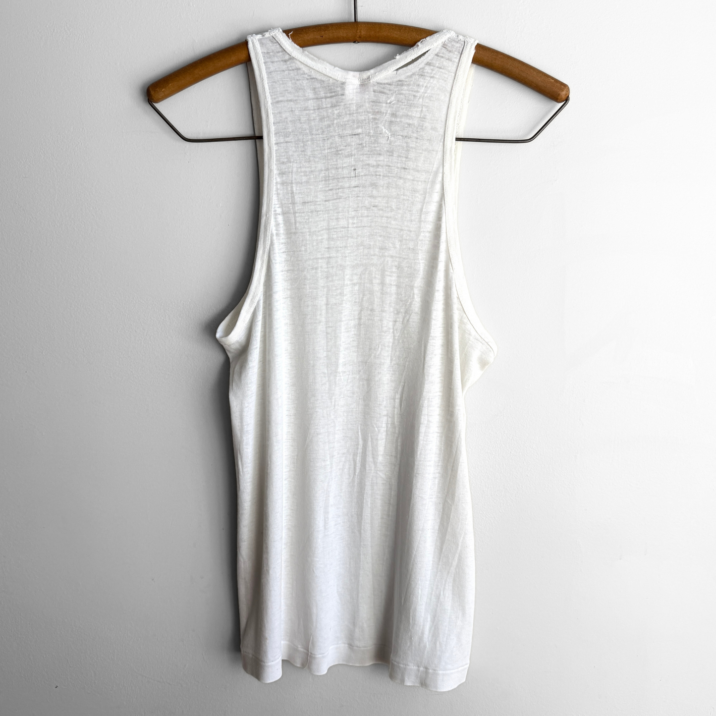 1960s Distressed White Cotton Tank Top