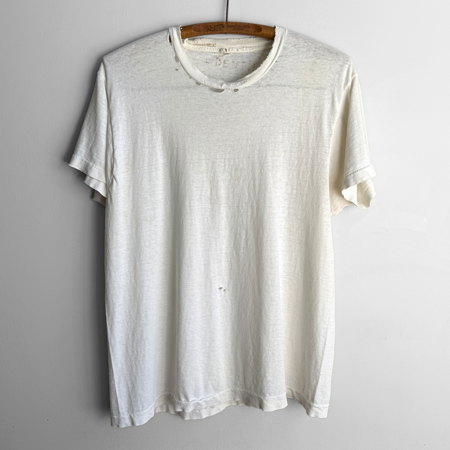 1980s Distressed Blank White Tee