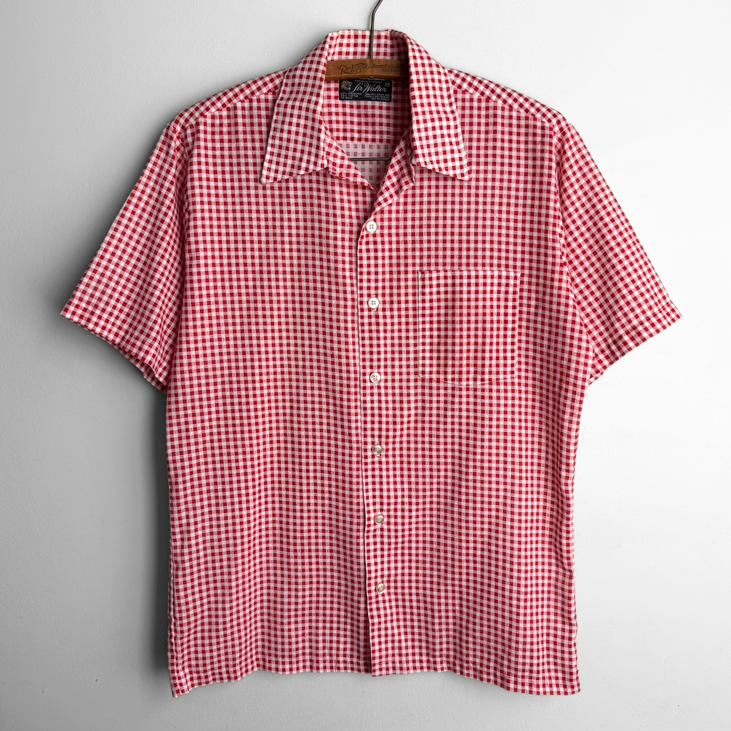1970s Red & White Check Print Shirt