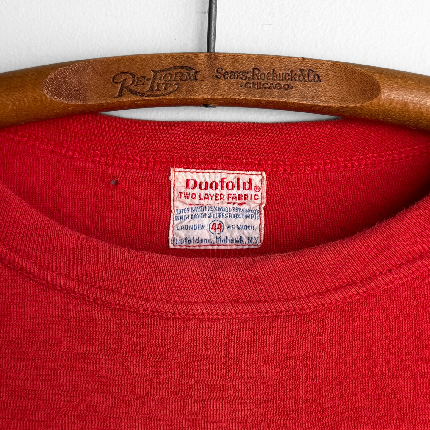 1960s Red Dual-Layer Thermal Long Sleeve