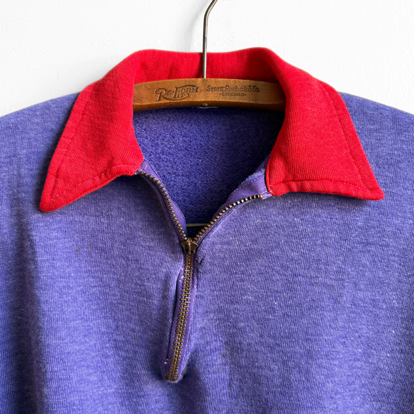 1970s Tri-Tone Zip Collar Sweatshirt