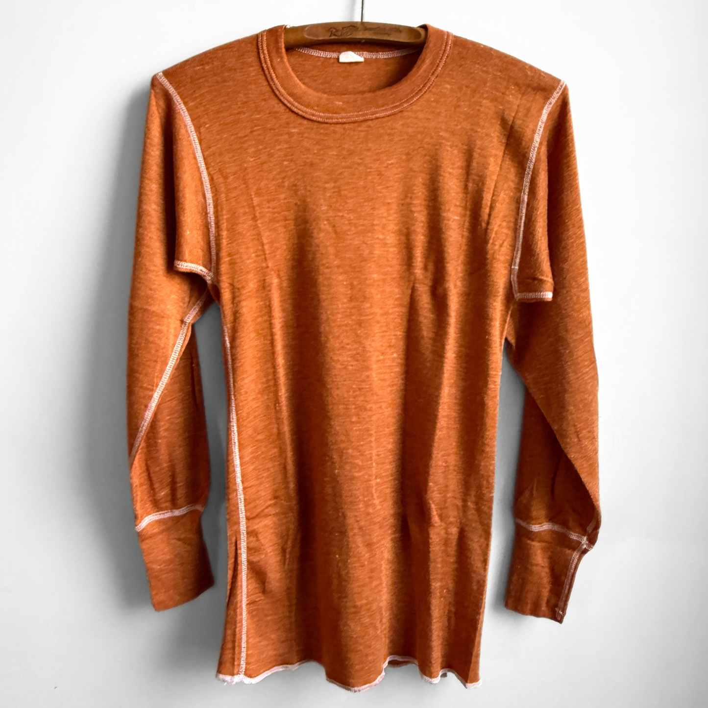 1970s Orange Knit Thermal Long Sleeve