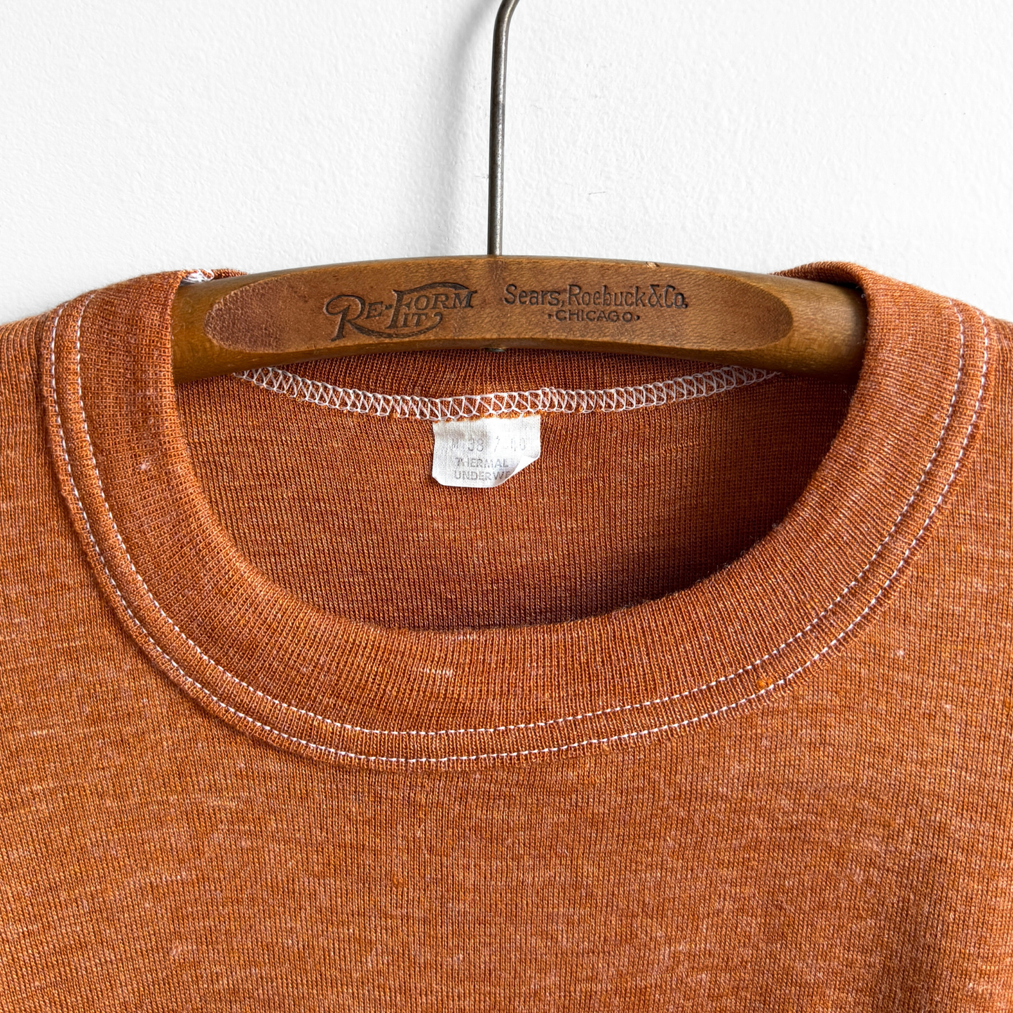 1970s Orange Knit Thermal Long Sleeve