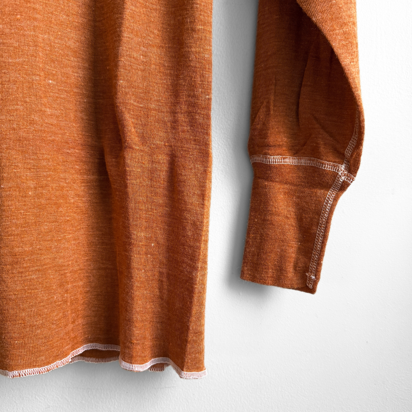 1970s Orange Knit Thermal Long Sleeve