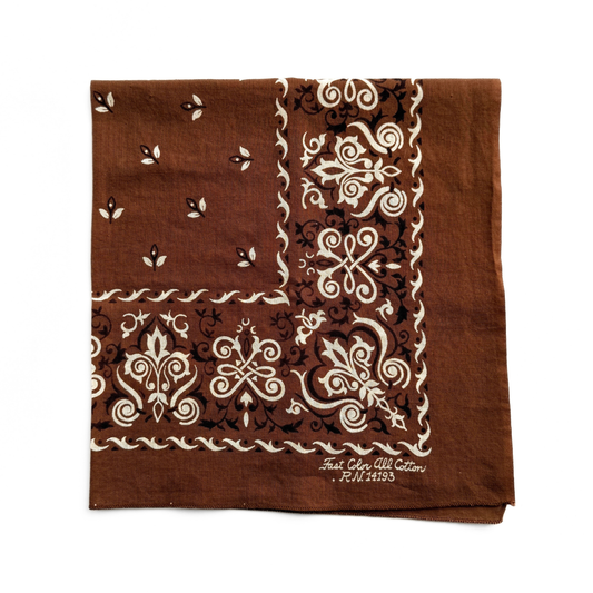 1960s Brown Paisley Print Bandana