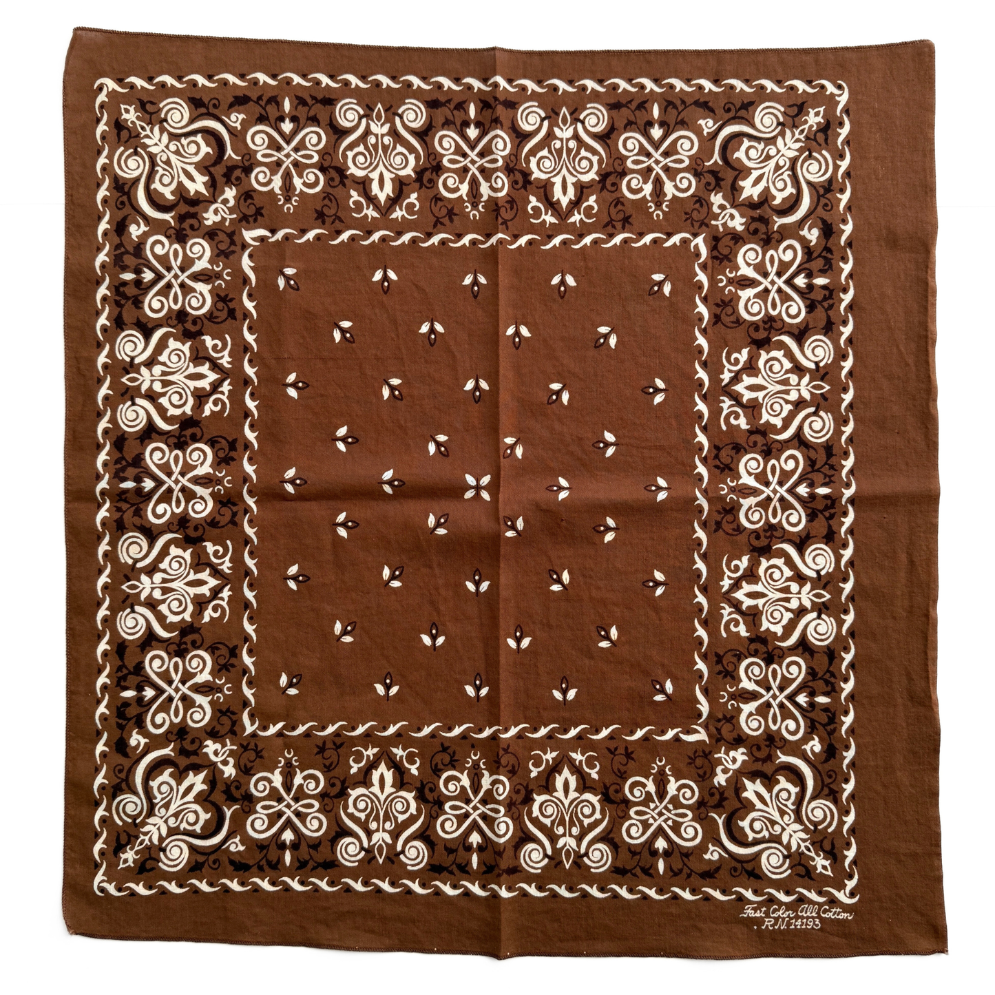 1960s Brown Paisley Print Bandana