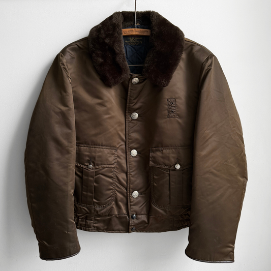 1960s Brown Nylon Twill Bomber Jacket