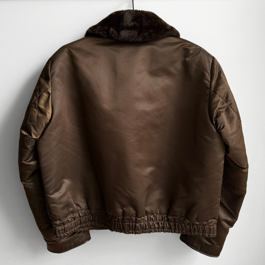 1960s Brown Nylon Twill Bomber Jacket