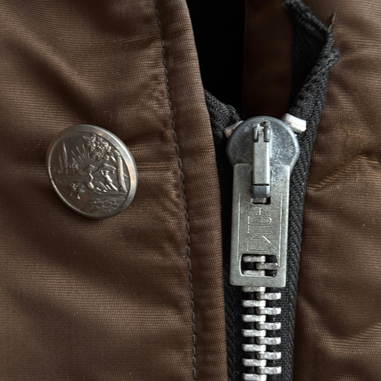 1960s Brown Nylon Twill Bomber Jacket