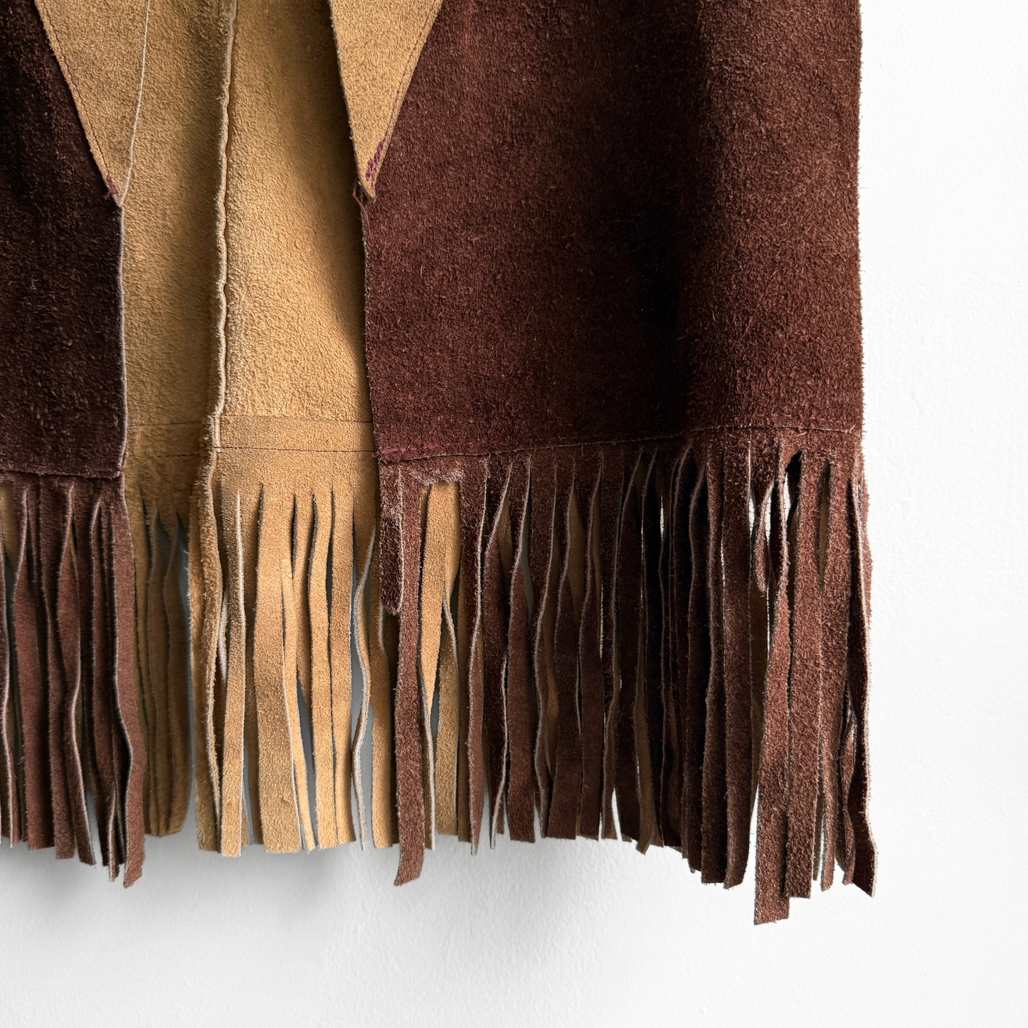 1970s Brown Leather Studded Tassel Vest