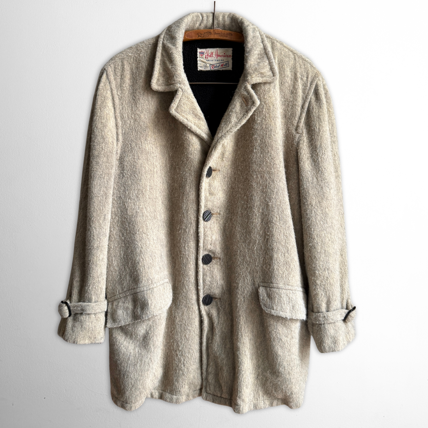 1950s Cream Shaggy Wool Insulated Car Coat