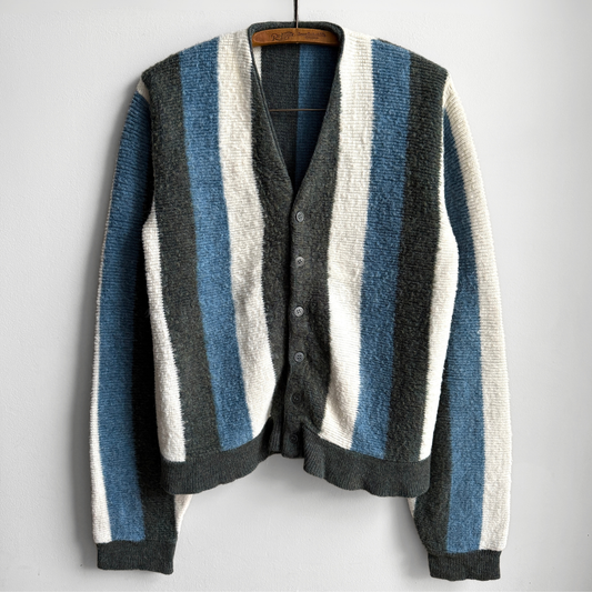 1960s Striped Mohair Knit Cardigan