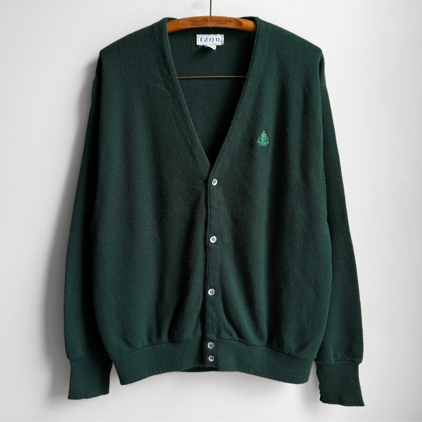 1970s Dark Green Acrylic Knit Cardigan