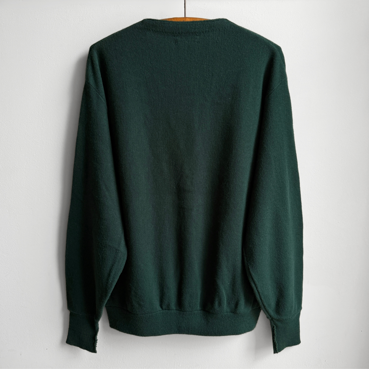 1970s Dark Green Acrylic Knit Cardigan