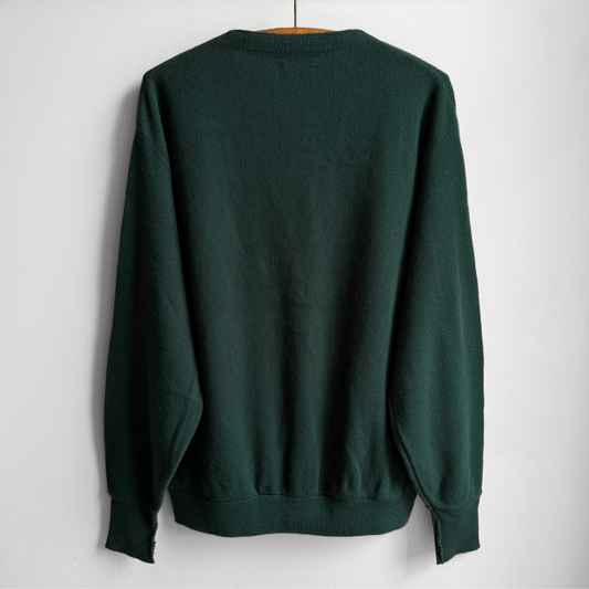 1970s Dark Green Acrylic Knit Cardigan