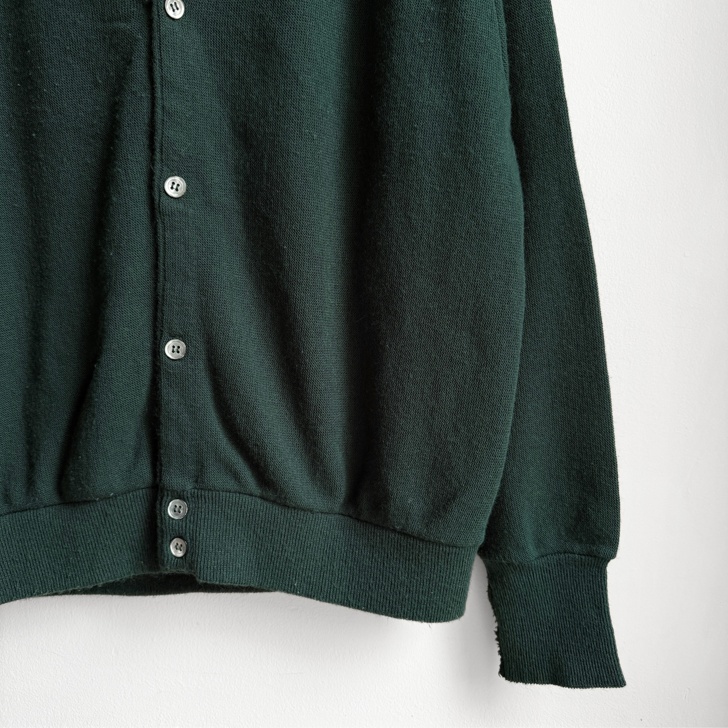 1970s Dark Green Acrylic Knit Cardigan