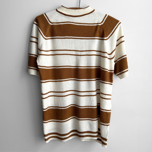 1970s Brown Striped Acrylic Knit Tee