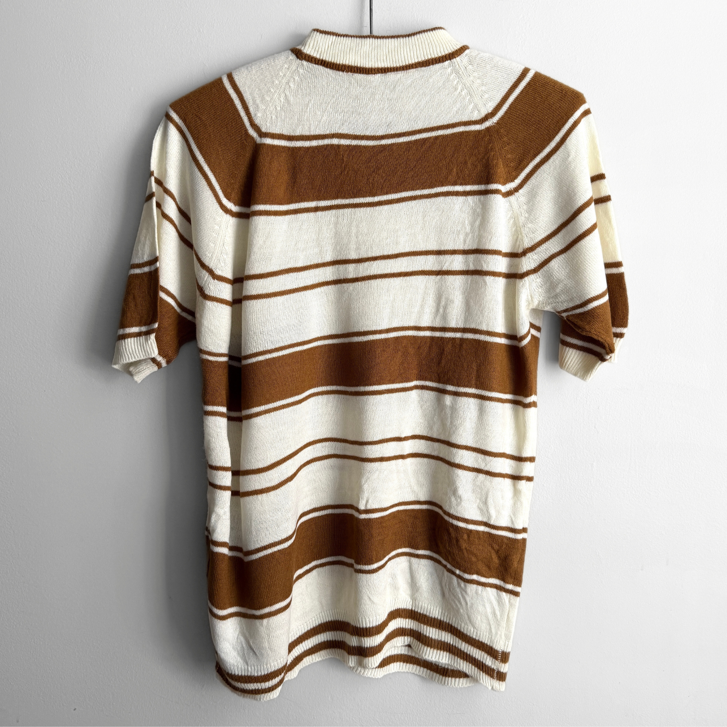 1970s Brown Striped Acrylic Knit Tee