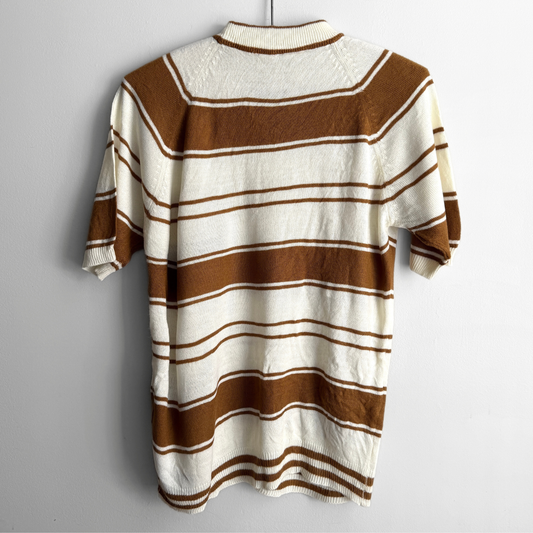 1970s Brown Striped Acrylic Knit Tee