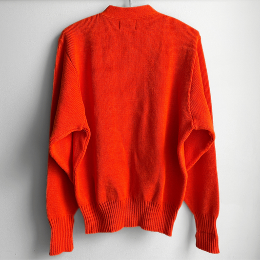 1980s Orange V-Neck Letterman Sweater