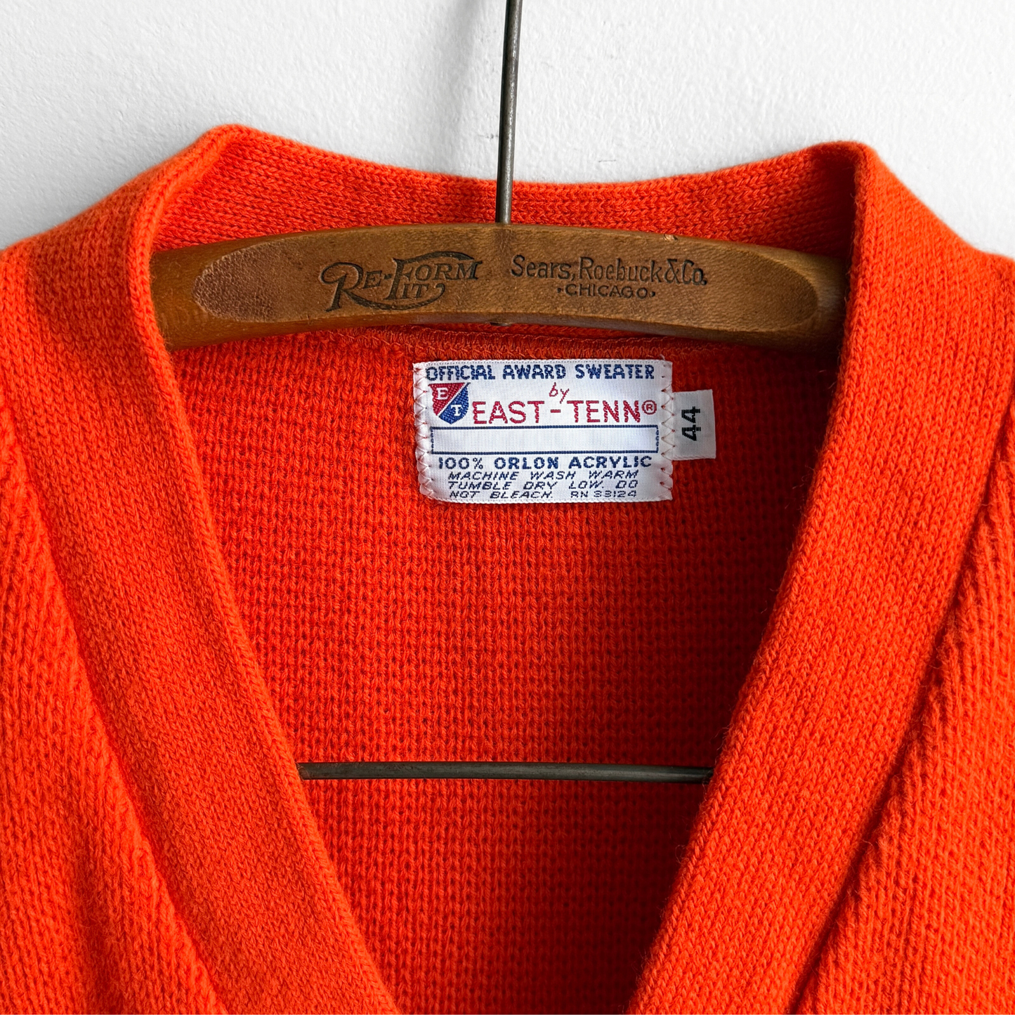 1980s Orange V-Neck Letterman Sweater