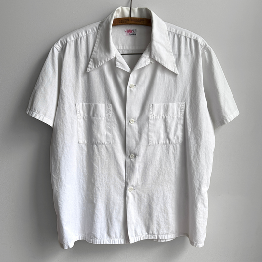 1940s White Cotton Loop Collar Shirt